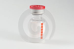 Red cap injection vial show medicine concept