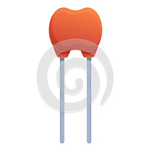 Red capacitor icon, cartoon style