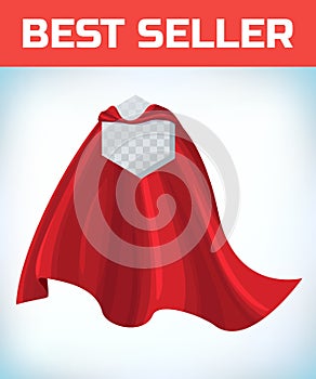 Red cape. Super hero cape. Red super cloak. Character hero logo. Manager leader. Leadership concept. Leadership sign