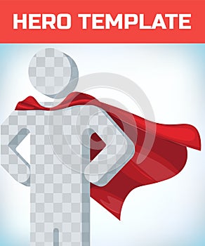 Red cape. Super hero cloak. Superhero cover. Cartoon carnival clothes. Power sign. Leadership concept. Red hero cape