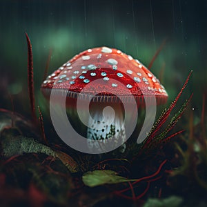 Red-Capped Mushroom with White Spots, Made with Generative AI