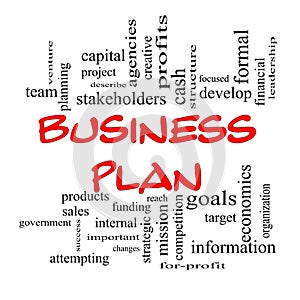 Red Caps Business Plan Word Cloud Concept