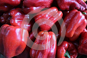 Red capsicums vegetable close view