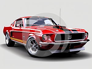 Red Car With Black Stripes