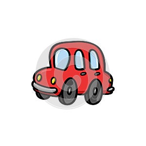 Red car cartoon style illustration on white background