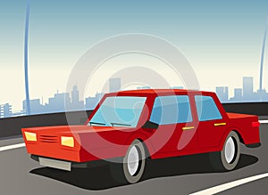 Red Car On City Highway