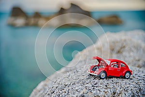 Red car on the cliff