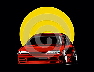 red car color combination in vehicle illustration vector along with black background design graphic