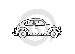 Red car coloring page for kids. Red beetle car