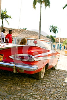 Red car in Cuba