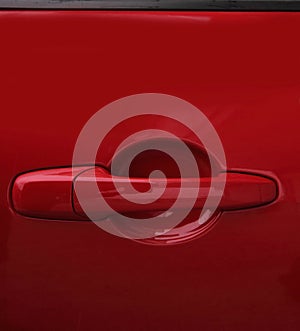 Red Car door handle