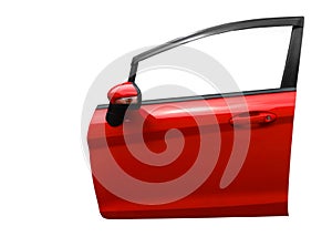Red car door isolated on white background with clip path