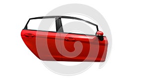 Red car door isolated on white background with clip path