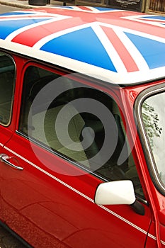 Red car with english flag