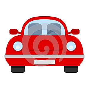 Red Car Flat Icon Isolated on White