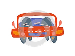 Red Car Front View Cartoon Vector Illustration