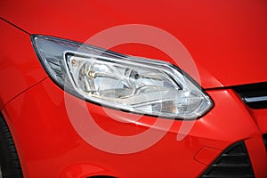 Red car headlight