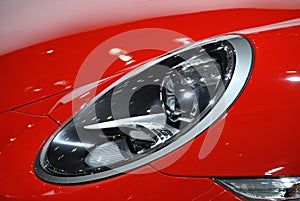 Red car headlight