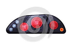 Red Car Headlights, Rare Brake Lights Flat Style Vector Illustration Isolated on White Background