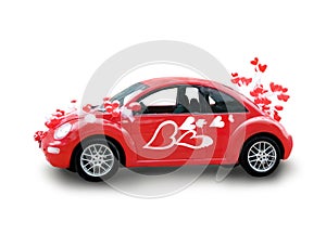 Red car with hearts