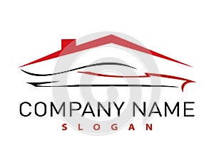 Red car and house logo photo