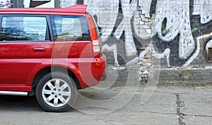 Red car parked