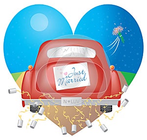 Red Car w/ Just Married Sign