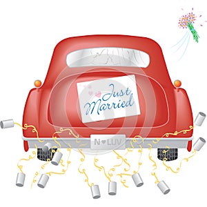Red Car w/ Just Married Sign