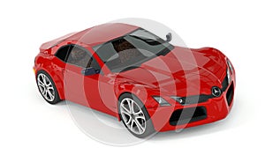 Red car on white background