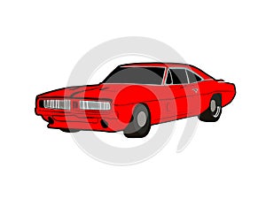 red car on a white background, vector illustration. photo