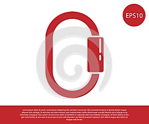 Red Carabiner icon isolated on white background. Extreme sport. Sport equipment. Vector Illustration