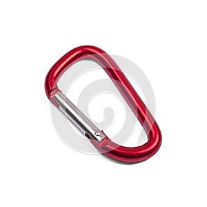 Red carabiner isolated