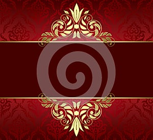 Red card with gold tracery and pattern - vector photo