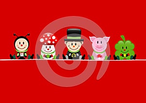 Red Card Ladybug Fly Agaric Chimney Sweep Pig And Cloverleaf