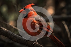 Red cardinal bird perched on a branch - Ai Generated