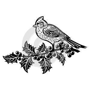 Red Cardinal bird - Winter Bird, Wildlife Stencils for Christmas Bird Decor, winter decor, Clipart Vector
