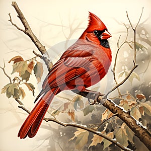 Red cardinal,portrait,watercolor