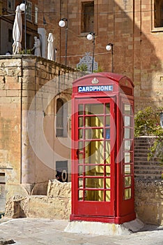 Red cardphone booth in Valletta, Malta