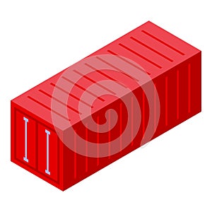 Red cargo container standing up in isometric view