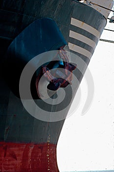 Red Cargo ship and black Anchor Mundra Kutch Gujarat