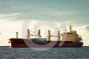 Red cargo ship