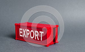 Red cargo shipping container with the word Export. The concept of foreign trade and transportation of goods, delivery, shipping photo