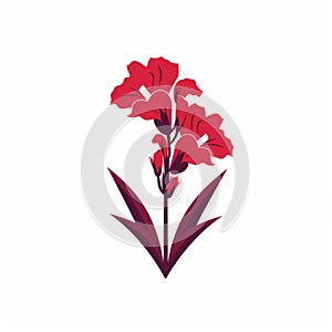 Red Carnation Flower Graphic With Egyptian Iconography Style