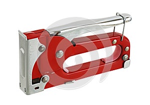 Red carpenter stapler in safety position