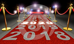 Red carpet and barriers with cordon, written 2020 l