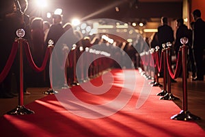 red carpet at celebrity-studded movie premiere with paparazzi in the background