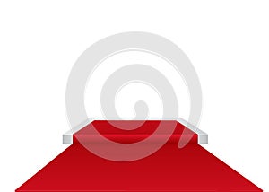Red carpet on a circular podium.the podium of winners.vector illustration.Stage with for Award Ceremony