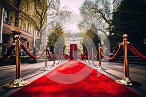 The red carpet and a crowd of people waiting for the stars to appear at the awards ceremony