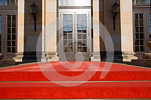 Red carpet and entrance door