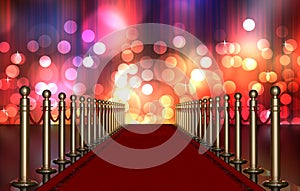 Red carpet entrance with Multi Colored Light Burst